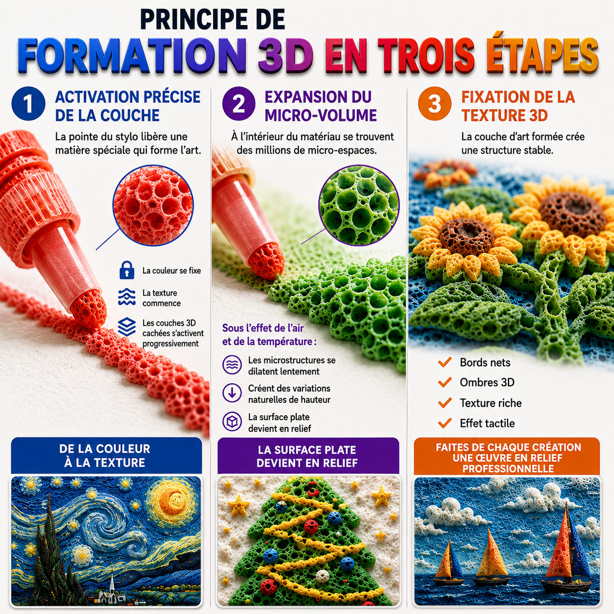 Économisez 50 % en commandant aujourd’hui丨🤡𝐁i𝐥𝐥𝐡𝐨𝐥® Stylo artistique 3D en relief – Transformez vos dessins plats en créations 3D à toucher