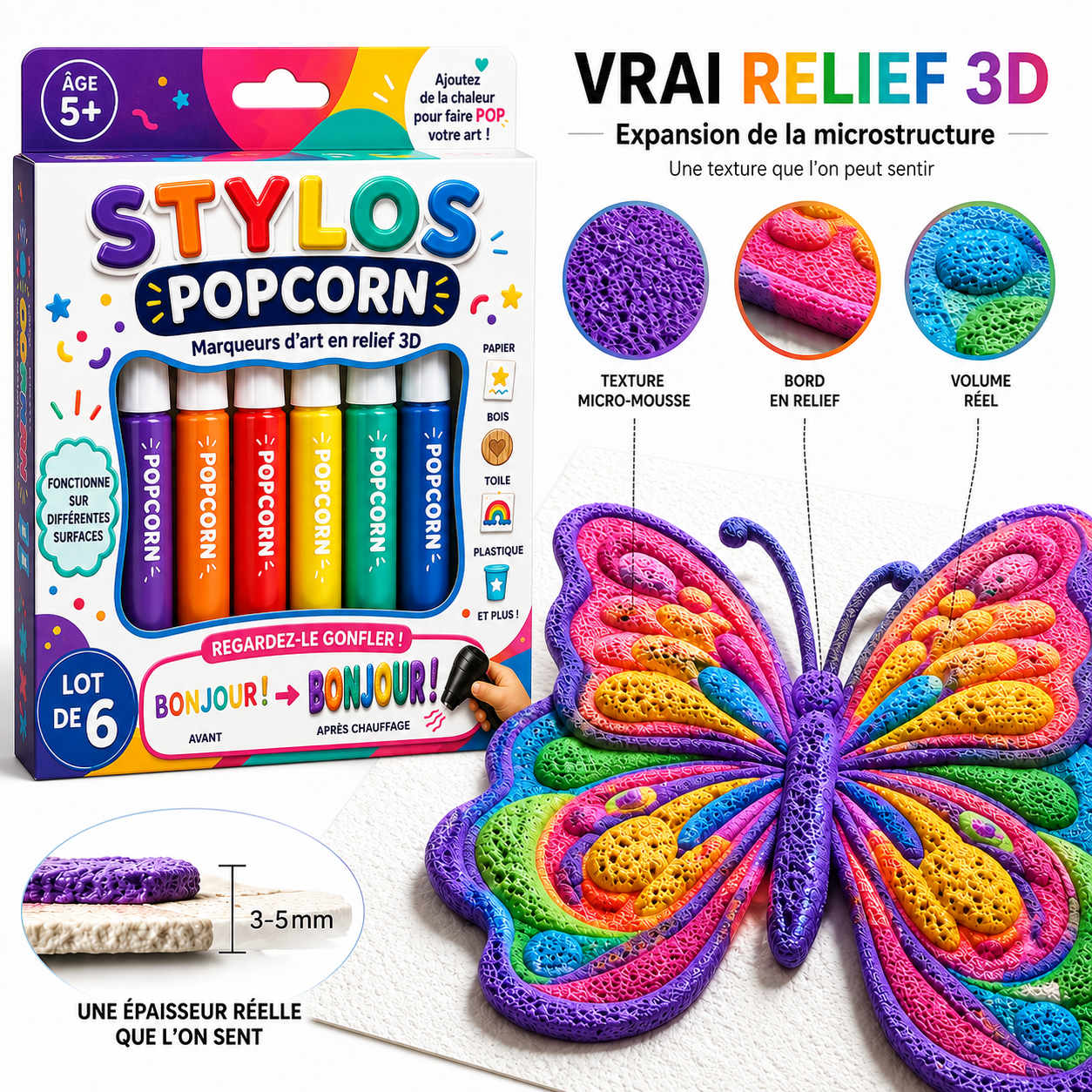 Économisez 50 % en commandant aujourd’hui丨🤡𝐁i𝐥𝐥𝐡𝐨𝐥® Stylo artistique 3D en relief – Transformez vos dessins plats en créations 3D à toucher